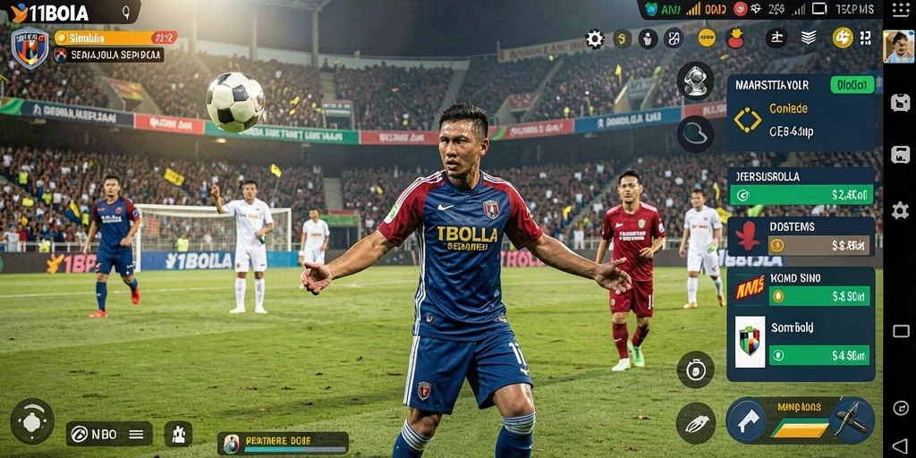 Screenshot gameplay 11BOLA menampilkan strategi tim di lapangan.