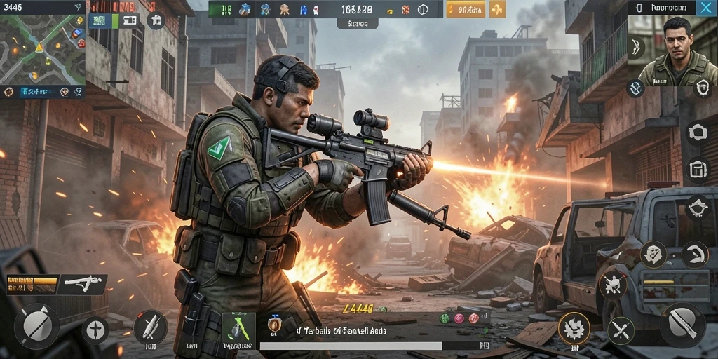 Tampilan gameplay intens dalam 3446 yang seru.