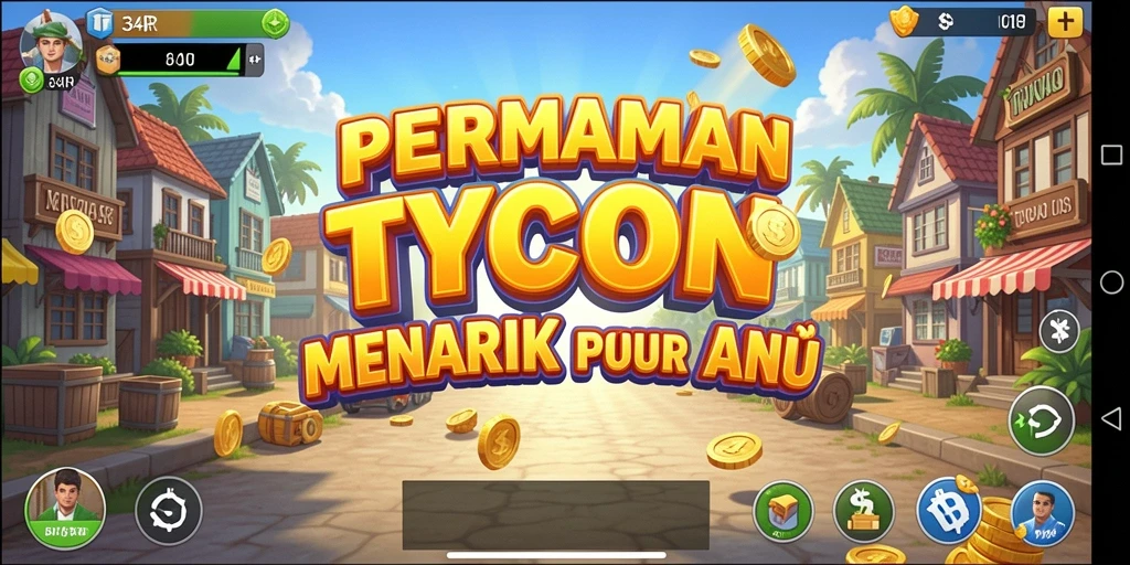 Tangkapan layar 34R menampilkan aksi seru dalam membangun bisnis Tycoon.