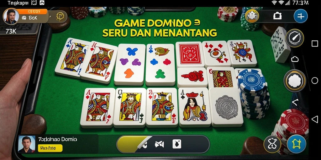 Screenshot utama 73K menampilkan gameplay seru Domino.