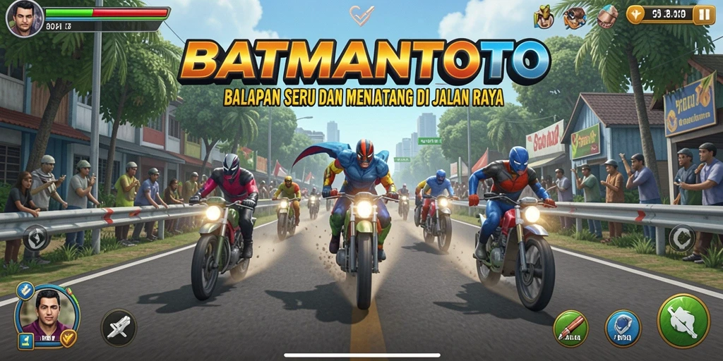 Tangkapan layar gameplay menampilkan balapan seru dan mendebarkan di BATMANTOTO.