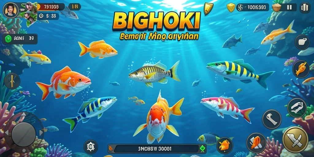 Screenshot gameplay BIGHOKI yang menampilkan keseruan tembak ikan.