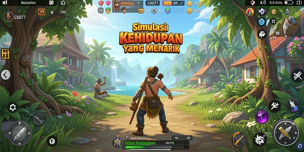 Tampilan gameplay C0077 dengan grafis yang menawan dan interaksi karakter.
