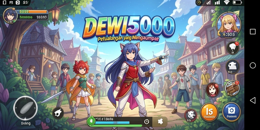 Tampilan menarik dari gameplay DEWI5000 yang penuh warna.