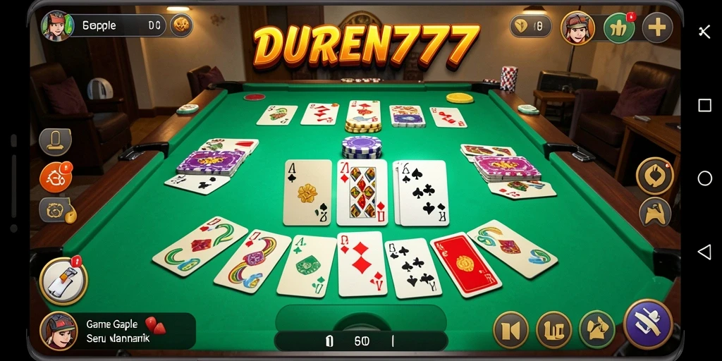 Screenshot utama DUREN777 menampilkan gameplay Gaple yang seru.