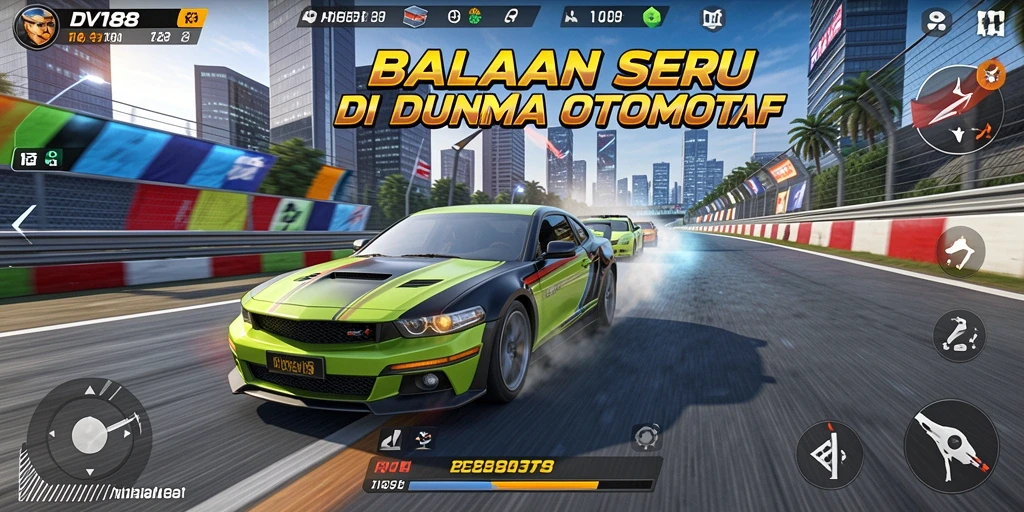 Screenshot menampilkan aksi balapan seru di DV188.