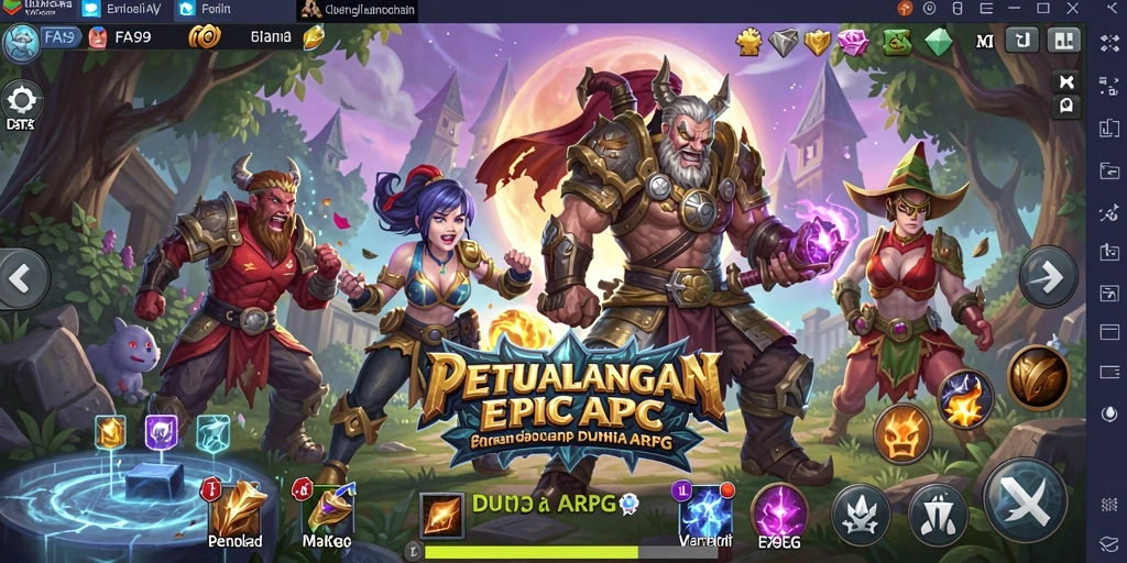 Tampilan gameplay epik dalam dunia fantasi ARPG.
