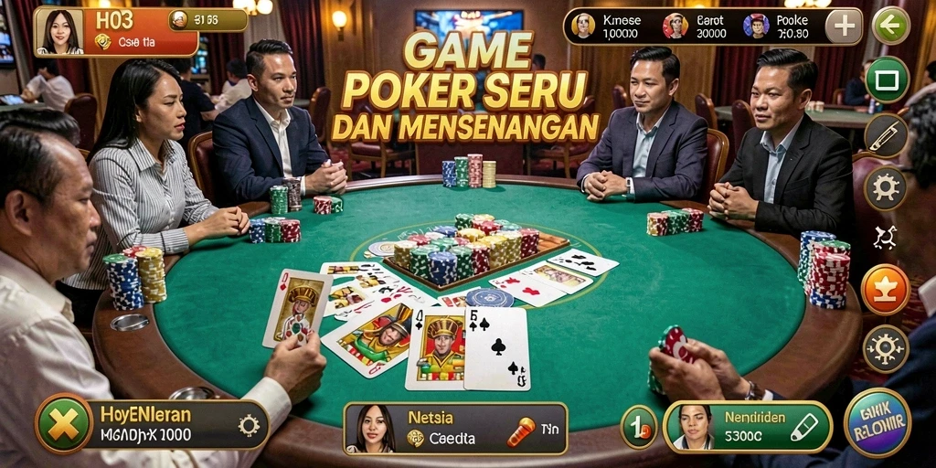 Screenshot H03 menampilkan gameplay menarik Poker dengan antarmuka yang menawan.