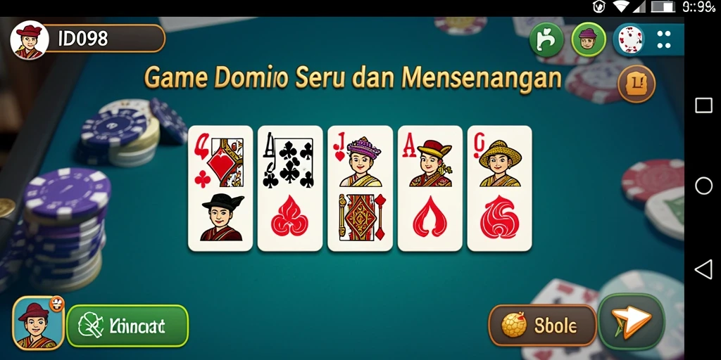 Tampilan gameplay seru dalam ID098, nikmati sensasi permainan Domino.