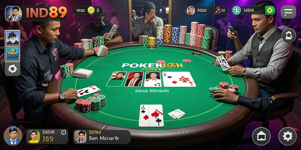 Tampilan screenshot utama IND89 menunjukkan pemain yang sedang asyik bermain Poker.
