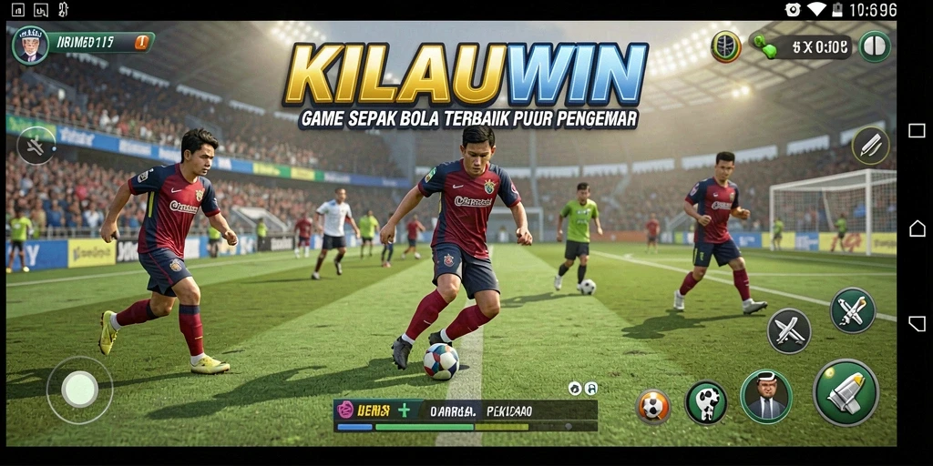 Tangkapan layar KILAUWIN menampilkan aksi sepak bola yang mendebarkan.