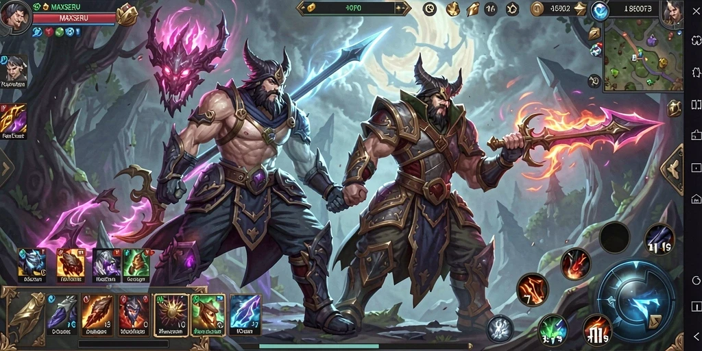 Tampilan seru dari gameplay ARPG MAXSERU saat bertempur melawan monster.