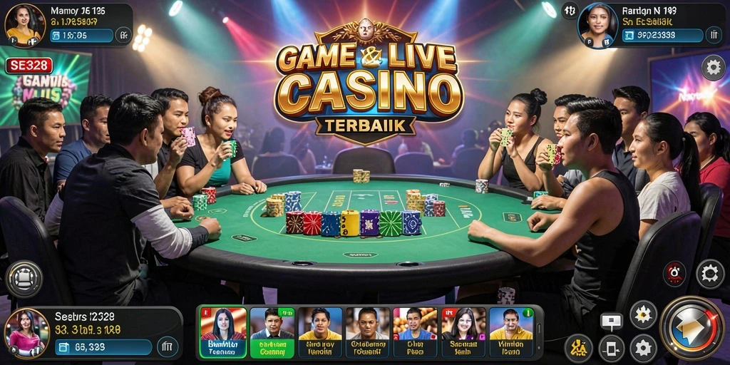 Menampilkan gameplay Live Casino yang seru dan interaktif.