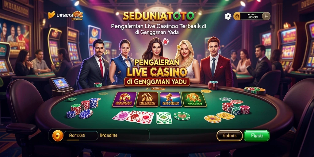Tampilan gameplay SEDUNIATOTO menampilkan dealer langsung yang ramah dan permainan yang menarik.