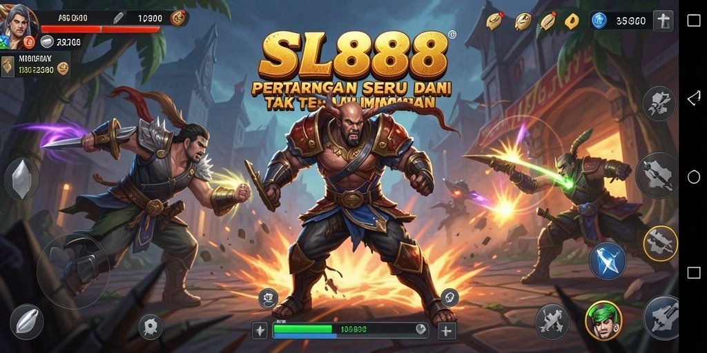 Gameplay SL888 yang menampilkan pertarungan yang intens dan dinamis.
