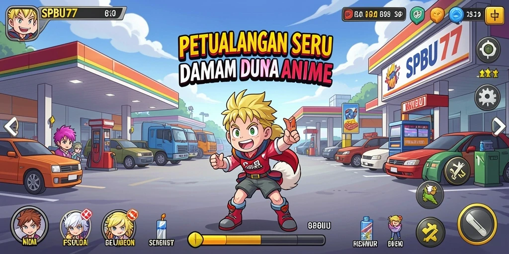 Tampilan gameplay anime yang penuh aksi dari SPBU77.