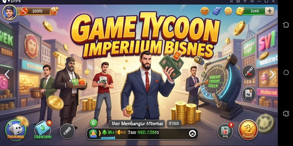 Tangkapan layar gameplay SVIP8 menampilkan skenario bisnis yang dinamis.